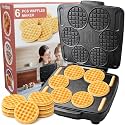 6 Mini Waffle Maker Machine, Nonstick Waffles Iron Quick Heat-Up Surface, Chaffle Baker for Home &amp; Restaurants, Perfect for Quick Breakfast, Desserts &amp; Snacks &amp; Kids
