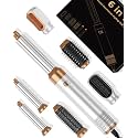 6 in ONE Blow Dryer Brush, Curling Wand Hair Styling Tools Set, Ionic Hot Air Hair Dryer, Massage Oval Hair Dryer, Left&amp;Right Hair Curlers 100-120V (White)