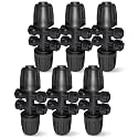 6 Pack 1/2'' to 1/4'' Drip Irrigation Fittings, Push-to-Fit 6 Way Drip Irrigation Part Barbed Tee Connectors, Anti-Leak Locked Splitter Fitting for 1/2" Irrigation Tubing (0.6''-0.67''OD)