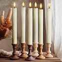 12 Pack, 10" LED Flameless Ivory Fluted Ribbed Grooved Taper Candles with 2 Remotes &amp; 24h Timer Memory, On/Off Button, Dimmable, Flicker Mode, Battery Operated, Christmas Menorah Wedding