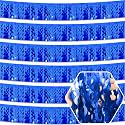 6 Pack 10 Feet Blue Wave Foil Fringe Garland Metallic Tinsel Streamers Banner Wall Hanging Curtain Backdrop for Parade Floats, Mother's Day, Easter, Wedding, Birthday Party Decoration