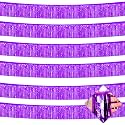 6 Pack 10 Feet Foil Fringe Garland Metallic Tinsel Streamers Banner Wall Hanging Curtain Backdrop for Parade Floats, Bachelorette, Wedding, Birthday, Halloween, Christmas Party Decorations(Purple)