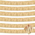 6 Pack 10 Feet Foil Fringe Garland Metallic Tinsel Streamers Banner Wall Hanging Curtain Backdrop for Parade Floats, Wedding, Disco, Birthday, Halloween, Christmas Party Decorations(Champagne Gold)