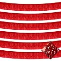 6 Pack 10 Feet Foil Fringe Garland Metallic Tinsel Streamers Banner Wall Hanging Curtain Backdrop for Parade Floats, Bachelorette, Wedding, Birthday, Halloween, Christmas Party Decorations(Red)