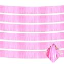 6 Pack 10 Feet Foil Fringe Garland Metallic Tinsel Streamers Banner Wall Hanging Curtain Backdrop for Parade Floats, Bachelorette, Wedding, Birthday, Halloween, Christmas Party Decorations(Pink)