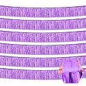 6 Pack 10 Feet Light Purple Foil Fringe Garland Metallic Tinsel Streamers Banner Wall Hanging Curtain Backdrop for Parade Floats, Birthday, Graduate, Mother's Day, Wedding Party Decoration