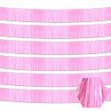 6 Pack 10 Feet Macaron Pink Foil Fringe Garland Metallic Tinsel Streamers Banner Wall Hanging Curtain Backdrop for Parade Floats, Birthday, Graduate, Mother's Day, Wedding Party Decoration