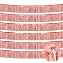 6 Pack 10 Feet Rose Gold Foil Fringe Garland Metallic Tinsel Streamers Banner Wall Hanging Curtain Backdrop for Parade Floats, Birthday, Graduate, Mother's Day, Wedding Party Decoration