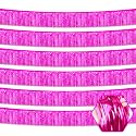 6 Pack 10 Feet Rose Red Foil Fringe Garland Metallic Tinsel Streamers Banner Wall Hanging Curtain Backdrop for Parade Floats, Birthday, Graduate, Mother's Day, Wedding Party Decoration
