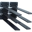 6 Pack - 11 inch Black Hidden L Shelf Bracket (1/5 Inch Thicked) Iron Floating Shelf Brackets Rustic Industrial Metal Brackets for Shelf Support