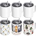 6 Pack 12oz Sublimation Tumbler Blanks with Handle, Insulated Mugs
