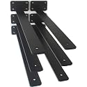 6 Pack - 16 inch Black Hidden L Shelf Bracket (1/5 Inch Thicked) Iron Floating Shelf Brackets Rustic Industrial Metal Brackets for Shelf Support