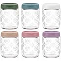 6 Pack 16 OZ Overnight Oats Containers, Leakproof & Reusable Glass Jars with Airtight Lids, Wide-mouth Food Grade Meal Prep Container, Food Storage Jars for Oats, Yogurt, Oatmeal, Pickles, Coffee