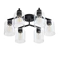 6 Pack 18.8 Inch Semi Flush Mount Ceiling Lights, Black Industrial Ceiling Light Fixtures for Kitchen, Ceiling with Clear Glass Shade for Living Room, Farmhouse, Foyer,