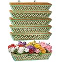 6 Pack 30 Inch Window Boxes Planters Railing Planter Box with Adjustable Brackets for Porch Fence Patio Balcony Hanging Flower Baskets with Coco Liners for Outdoor Garden Decor - Green