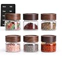 6 Pack 4 oz Glass Jars with Lids, Small Mason Jars with Airtight Acacia Wood Lid, Mini Glass Spice Jars for Kitchen Pantry Organization, 4oz Small Containers for Coffee Sugar Tea & Candy