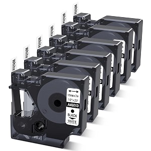 6-pack 45013 s0720530 d1 label tape compatible dymo labelmanager 280 160 210d 260p 360d 420p 450d label maker black on white 12 inch12mm x 23 feet7m