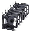 6-Pack 45013 S0720530 D1 Label Tape Compatible DYMO LabelManager 280 160 210D 260P 360D 420P 450D Label Maker Black on White 1/2 inch(12mm) x 23 Feet(7m)