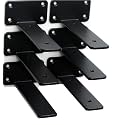 6 Pack - 5 inch Black Hidden L Shelf Bracket (1/5 Inch Thicked) Iron Floating Shelf Brackets Rustic Industrial Metal Brackets for Shelf Support