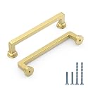 6 Pack 5 Inch Brushed Gold Cabinet Pulls, Kitchen Hardware