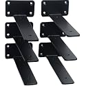 6 Pack - 7 inch Black Hidden L Shelf Bracket (1/5 Inch Thicked) Iron Floating Shelf Brackets Rustic Industrial Metal Brackets for Shelf Support