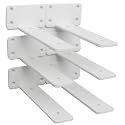 6 Pack - 7 inch White Hidden L Shelf Bracket (1/5 Inch Thicked) Iron Floating Shelf Brackets Rustic Industrial Metal Brackets for Shelf Support