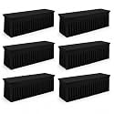 6 Pack 8FT Black Spandex Tablecloths with Skirts, 96 Inch Stretch Fitted Rectangular Table Covers, Wrinkle Resistant Reusable Tablecloth for Wedding, Banquet, Party,Bridal Shower,Birthday