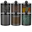 6 Pack Acrylic Qtip Holder Dispenser for Cotton Swabs, Balls, Floss Picks