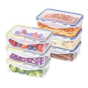 6 pack airtight food storage container with lids plastic meal prep containers reusable 115l leak-proof microwave freezer dishwasher safe mixed colour combination