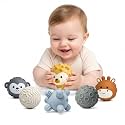 6-Pack Baby Sensory Balls, Textured & Animal Face Toddler Balls, BPA-Free Soft Teething Toys, Montessori Developmental Toys for Babies 6-12 Months, for Infant