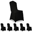 6 Pack Black Stretch Polyester Spandex Chair Covers Universal Washable Removable Chair Slipcovers Protector for Wedding Banquet Events Party Dining Decoration