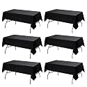 6-Pack Black Tablecloths for Rectangle Tables, 60 x 102 Inches