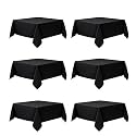 6-Pack Black Tablecloths for Square Tables, 54 x 54 Inches