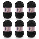 Chunky Chenille Yarn for Crocheting, #6 Black Baby Blanket Yarn for Crochet