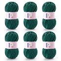 Chunky Chenille Yarn for Crocheting, #6 Green Baby Blanket Yarn for Crochet