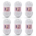 Chunky Chenille Yarn for Crocheting, #6 White Baby Blanket Yarn for Crochet