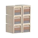 6 Pack Clothes Storage Bins with Metal Frame, Foldable Clothing Storage Bins with Lids, 31L Stackable Storage Box Storage Bags Fabric Bins Organizer with Clear Window＆ Zippers＆ Sturdy Handles