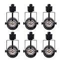 [6 Pack] CLOUDY BAY H Type Track Lighting Heads to Gu10 Base Socket Light Direction Adjustable,Round,Black