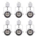 [6 Pack] CLOUDY BAY H Type Track Lighting Heads to Gu10 Base Socket Light Direction Adjustable,Round,White