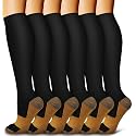 6 Pack Copper Compression Socks for Women and Men Circulation-Best Support for Medical,Running,Nursing,Athletic