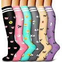 6 Pack Copper Compression Socks for Women and Men Circulation-Best Support for Medical,Running,Nursing,Athletic