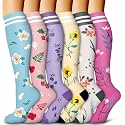 6 Pack Copper Compression Socks for Women and Men Circulation-Best Support for Medical,Running,Nursing,Athletic