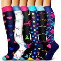 6 Pack Copper Compression Socks for Women and Men Circulation-Best Support for Medical,Running,Nursing,Athletic