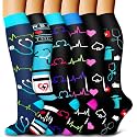 6 Pack Copper Compression Socks for Women and Men Circulation-Best Support for Medical,Running,Nursing,Athletic