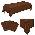 6 Pack Dark Brown Plastic Tablecloths, 54 x 108 Inch Disposable Covers