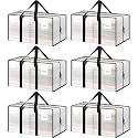6 Pack Extra Heavy Duty Large Moving Bags Strong Zipper, Semi-Transparent