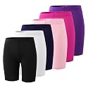 6-Pack Girls' Compression Spandex Shorts for 4-12Years | Athletic Wear for Gym, Dance, Yoga, Volleyball &amp; Bike Riding