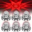 6 Pack Glass Watermelon LED Lights for Semi Trucks, Star Pattern Marker Lights with Strobe &amp; Steady Modes, 10-30V Amber/Green/Red Dual Color Watermelon Marker Lights with Brackets (Red 6PCS)