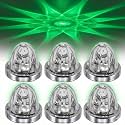 6 Pack Glass Watermelon LED Lights for Semi Trucks, Star Pattern Marker Lights with Strobe & Steady Modes, 10-30V Amber/Green/Red Dual Color Watermelon Marker Lights with Brackets (Green 6PCS)