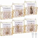 6 Pack Hanging Wall File Organizer, Wall Mount Magazine Rack Metal, Gold